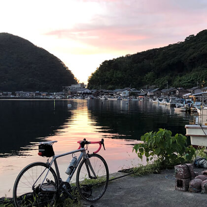 福井県若桜町 / 日向湖から望む日本海に沈む夕日